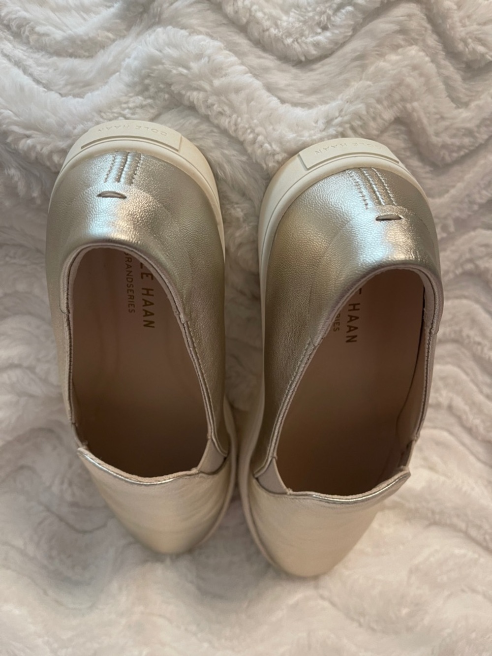 Cole Haan Gold Leather Slip-On Sneakers - Picture 11 of 16